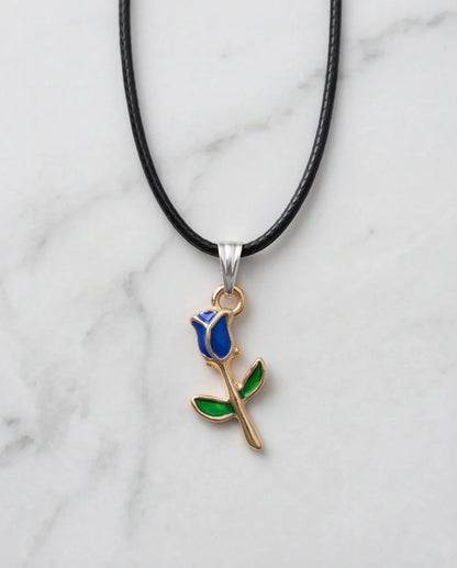 Royal Blue Tulip Rosebud Pendant