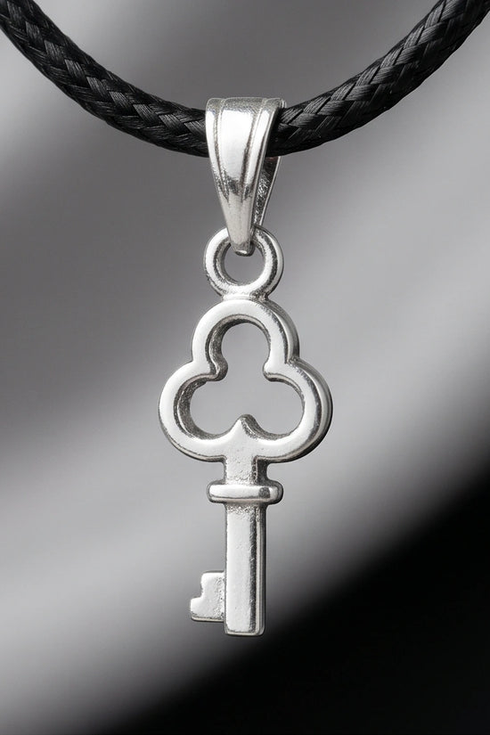 The Secret Keeper: Minimalist Silver Clover Key Pendant Necklace