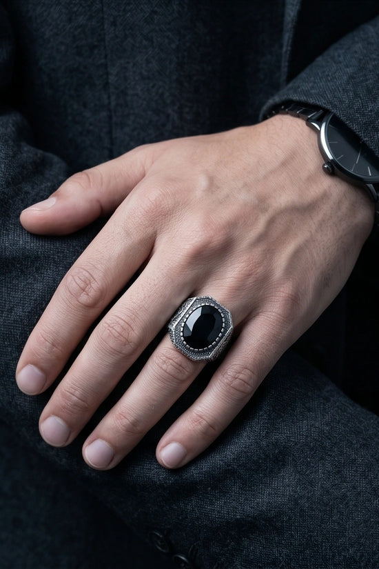 Vintage Ottoman Black Onyx Statement Ring