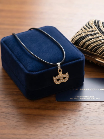 Gold Masquerade Mask Pendant Necklace
