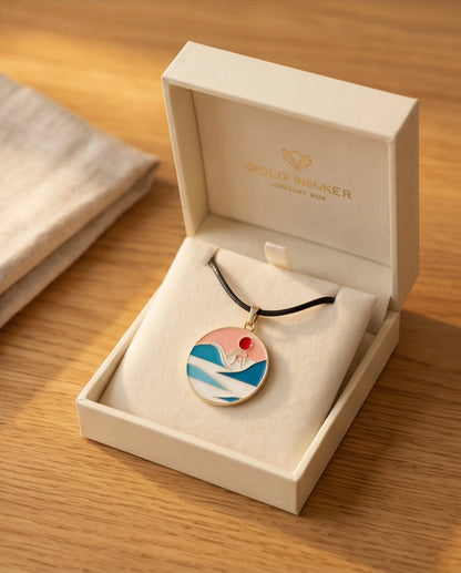 Sunset Wave Medallion Cord Necklace