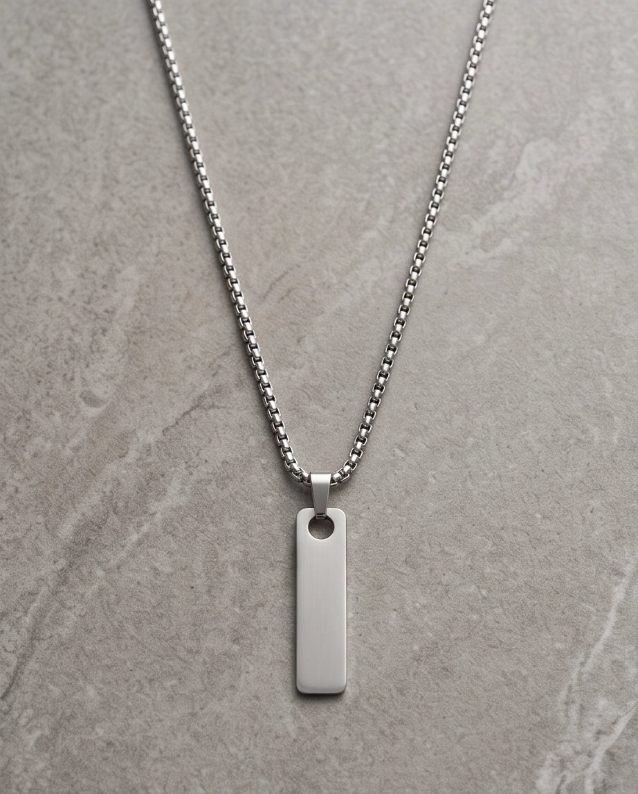 Silver Minimalist Bar Pendant Necklace