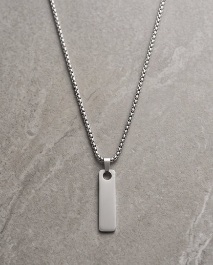 Silver Minimalist Bar Pendant Necklace