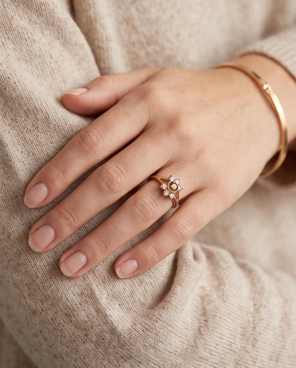 Amber Sunburst Crystal Ring