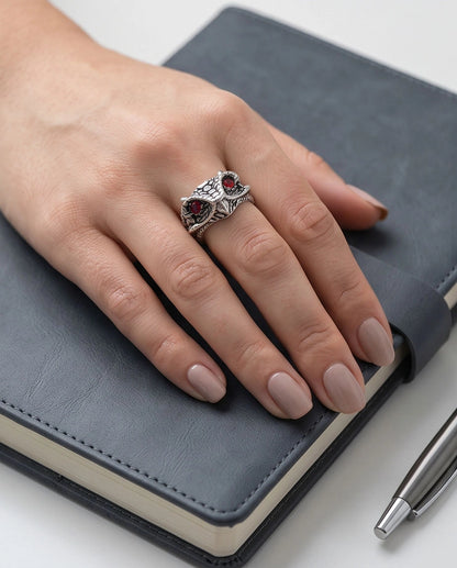 Crimson-Eyed Sculpted Serpent Head Ring