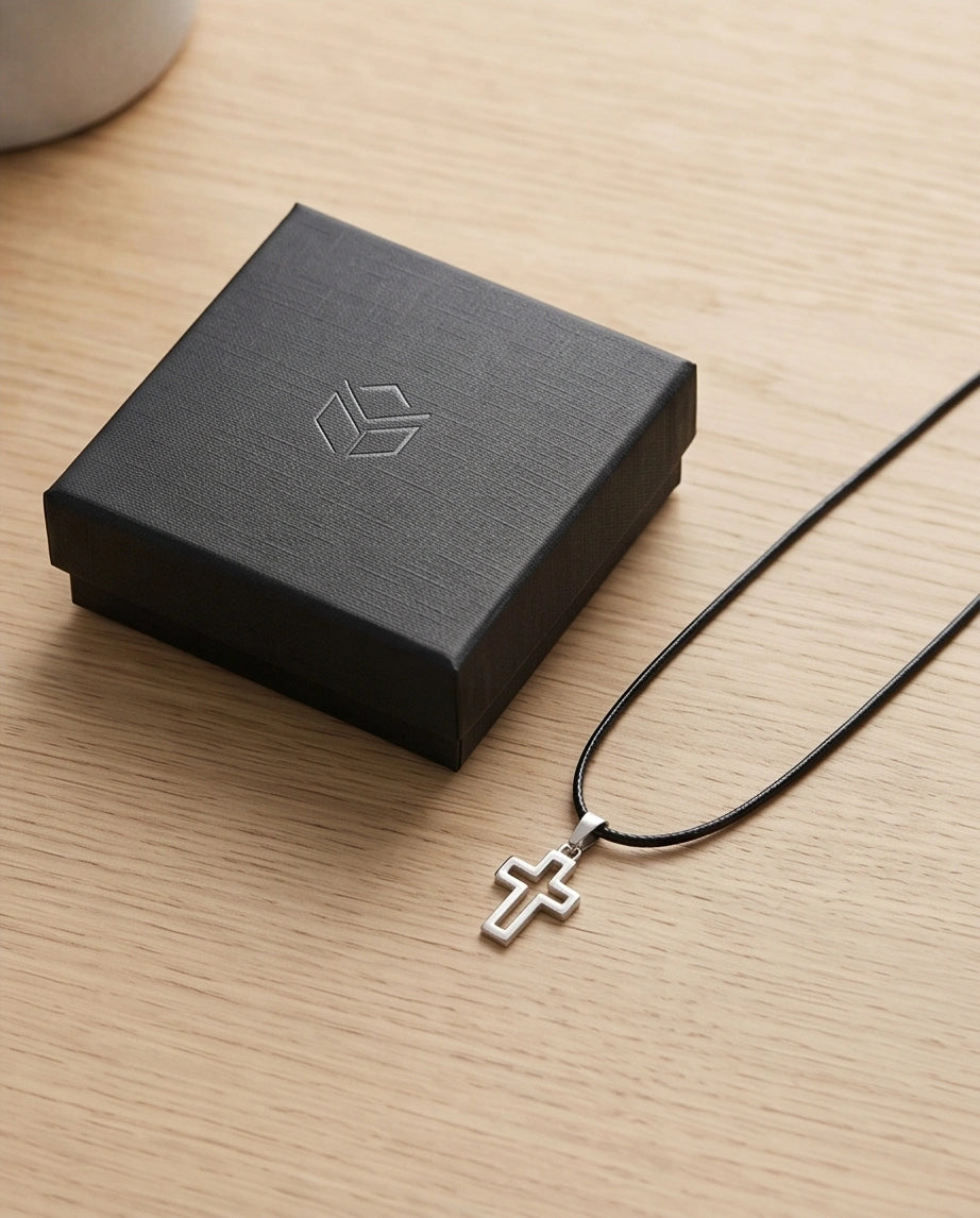 Silver Open Cross Pendant Necklace