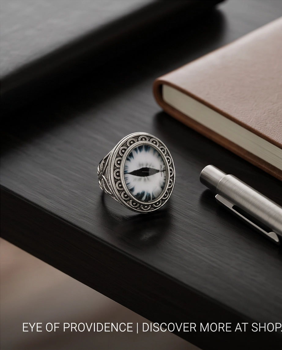 Monochrome Slit-Pupil Scrolled Silver Ring