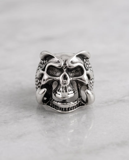 Openwork Cloned Jaw Anatomical Skull Silver Ring