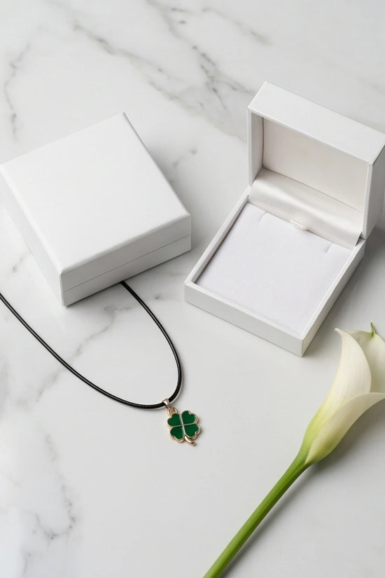 Gold and Green Four-Leaf Clover Necklace