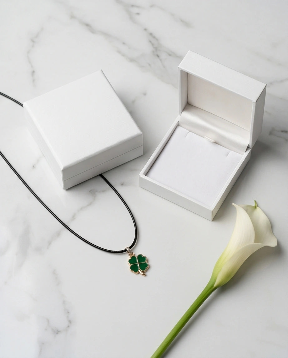 Gold and Green Four-Leaf Clover Necklace