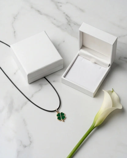 Gold and Green Four-Leaf Clover Necklace