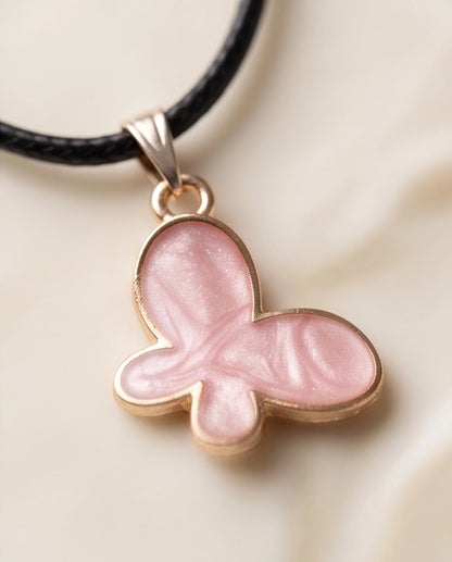 Soft Pink Butterfly Cord Necklace