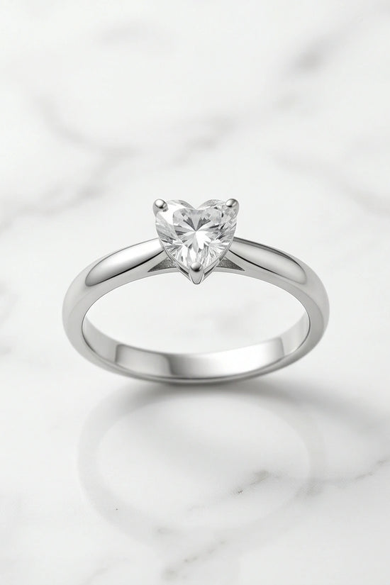 Sterling Silver Heart-Cut Moissanite Solitaire Ring