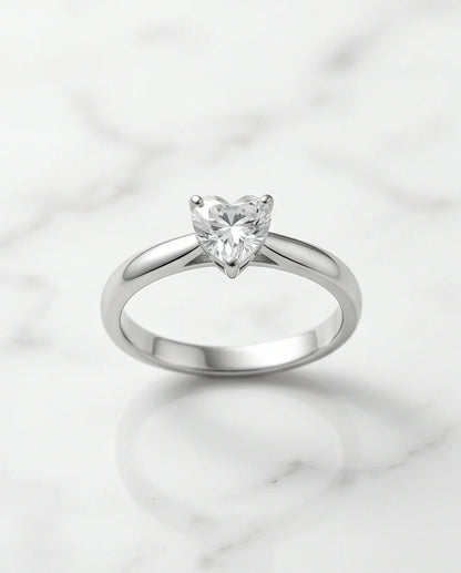 Sterling Silver Heart-Cut Moissanite Solitaire Ring