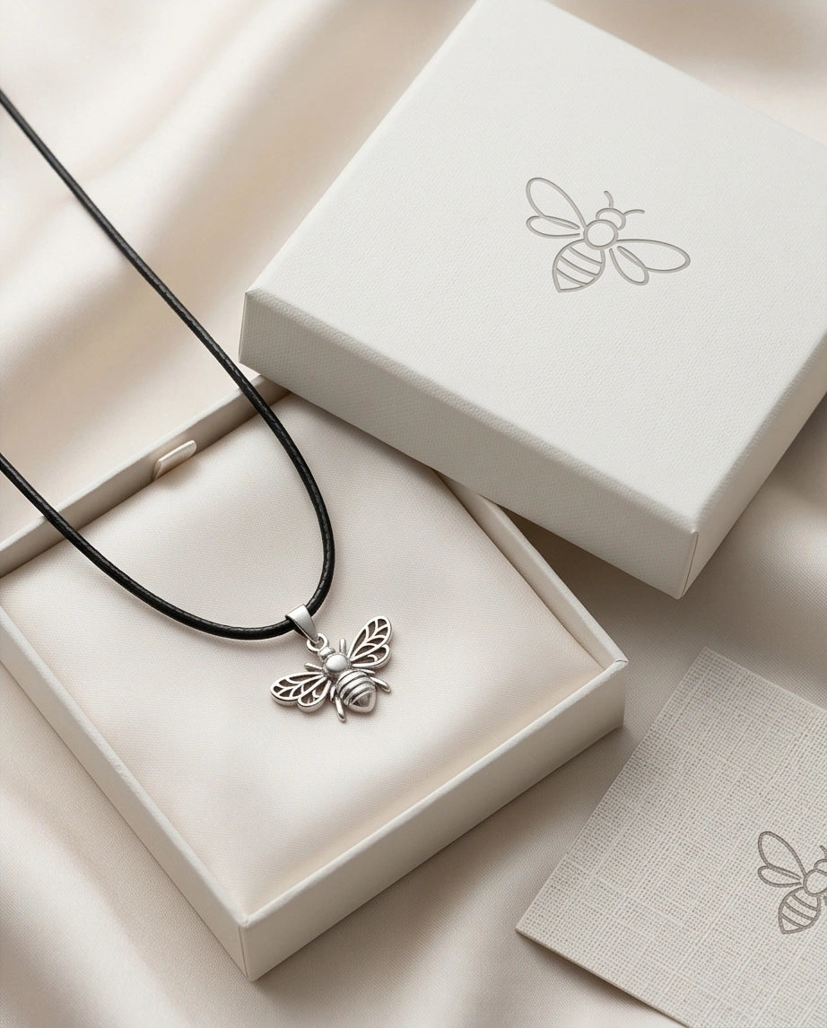 Silver Dainty Honeybee Pendant Necklace