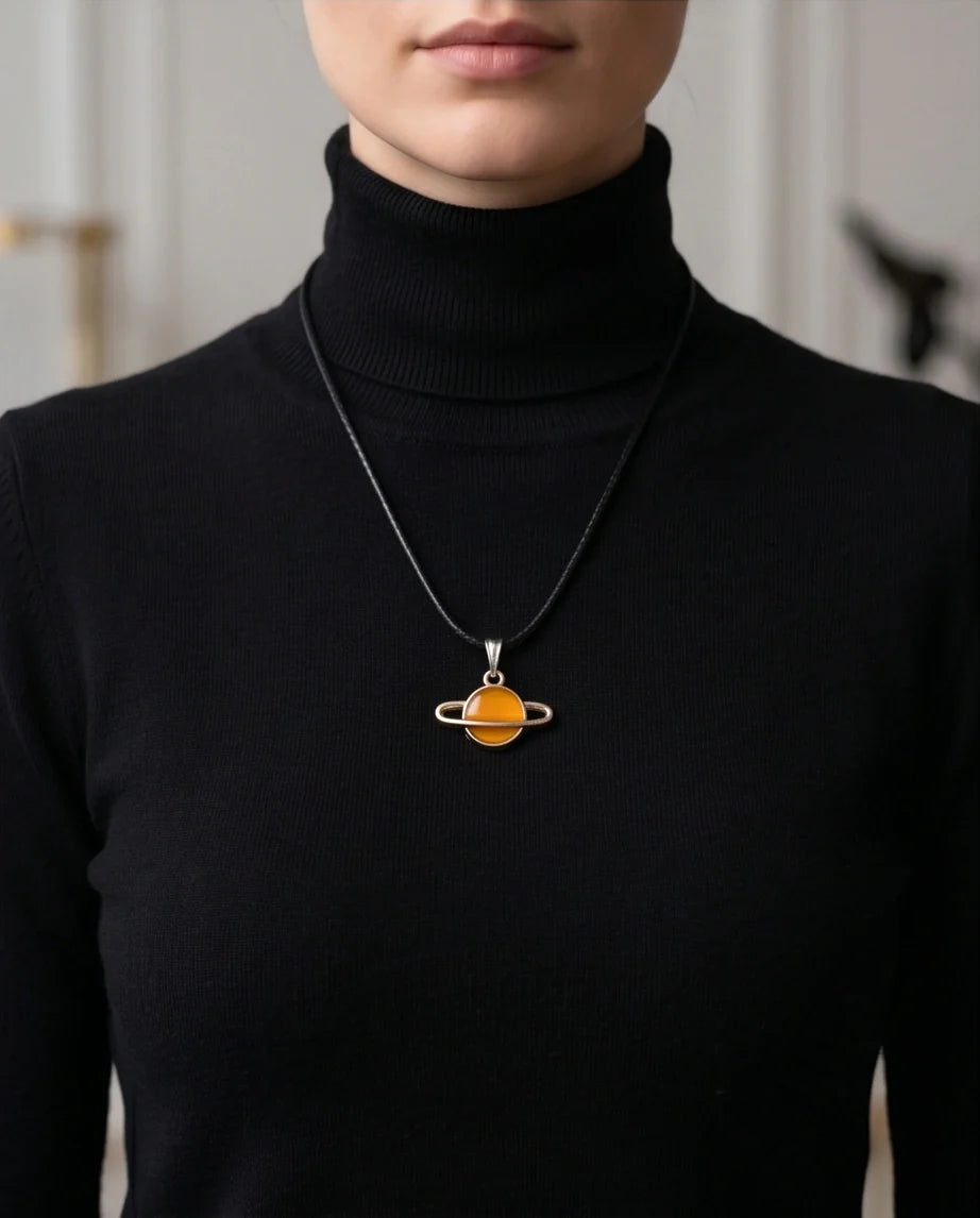 Cosmic Saturn Planet Pendant