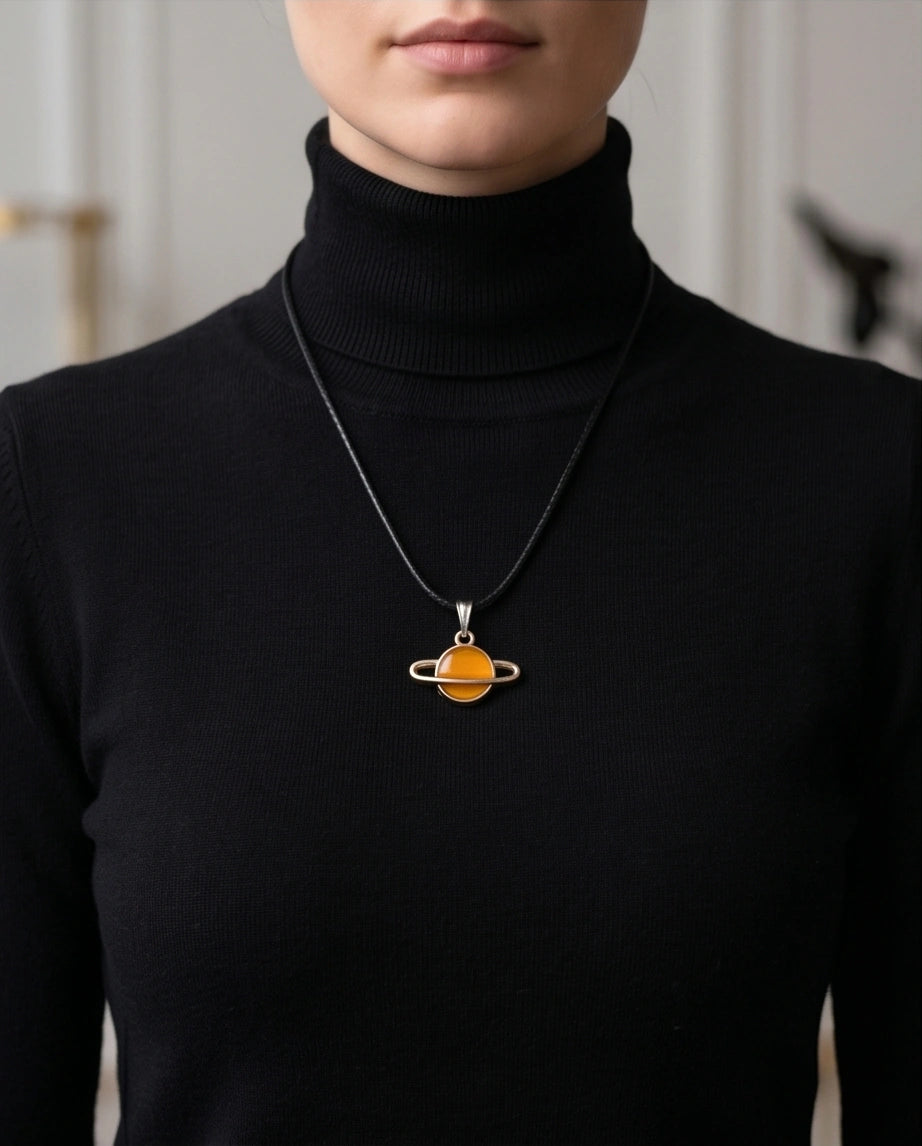 Cosmic Saturn Planet Pendant