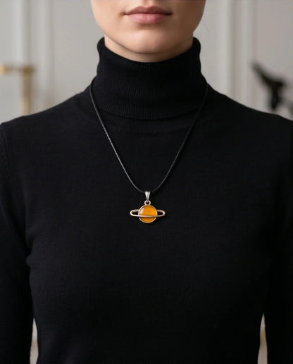 Cosmic Saturn Planet Pendant