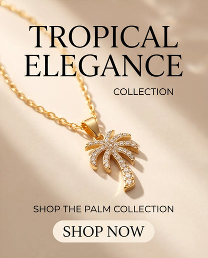 Gold Crystal Pavé Palm Tree Pendant Necklace