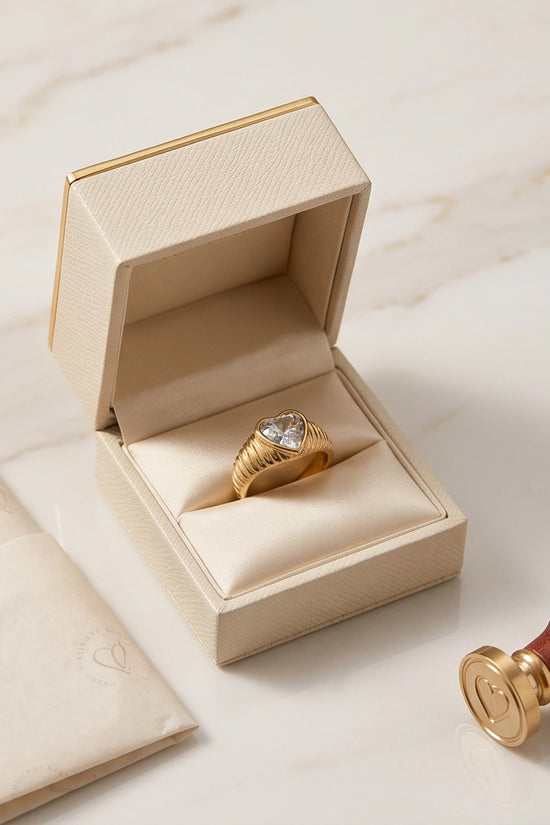 Golden Devotion Heart Signet Ring
