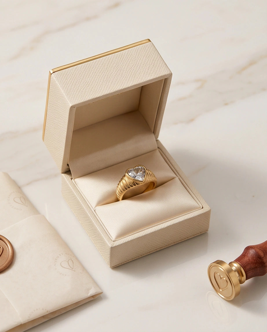 Golden Devotion Heart Signet Ring