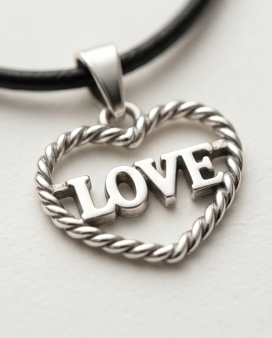The Sweet Bond: Twisted Heart "LOVE" Pendant Necklace