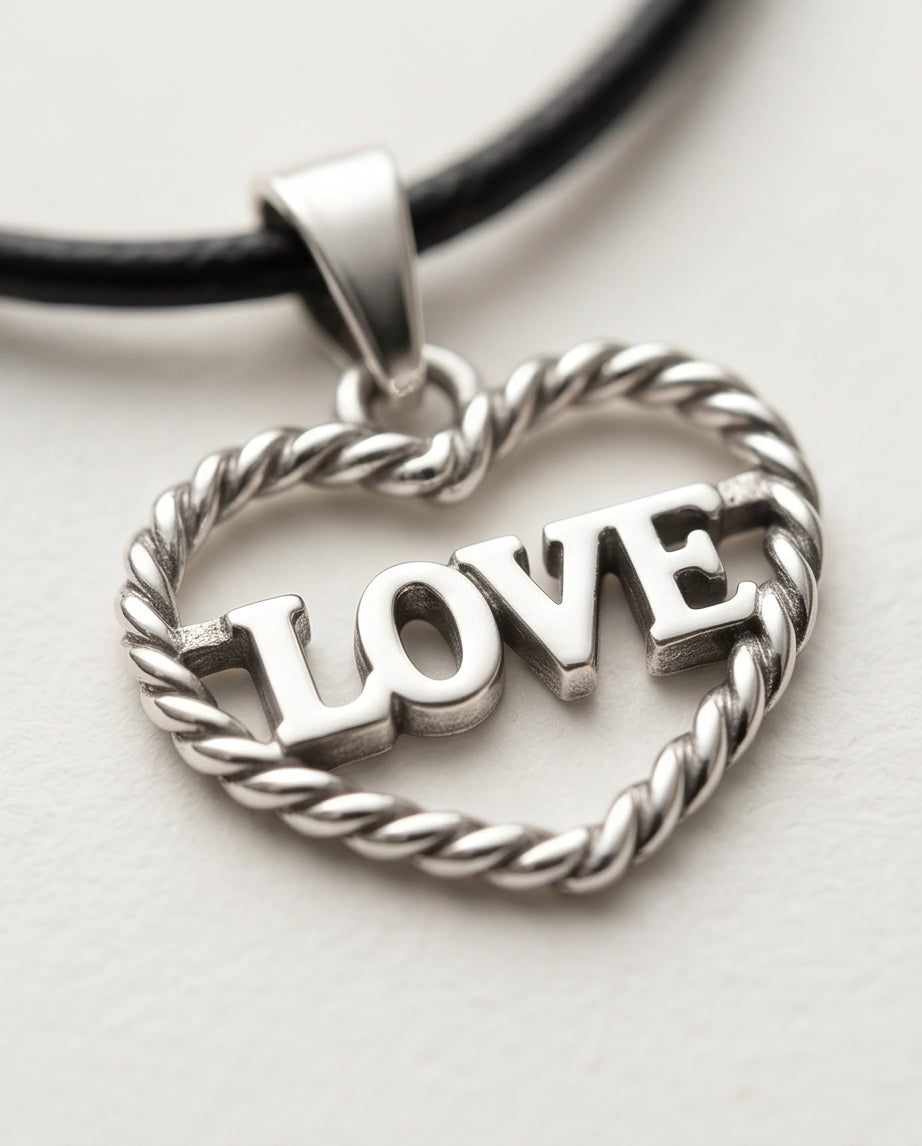 The Sweet Bond: Twisted Heart "LOVE" Pendant Necklace