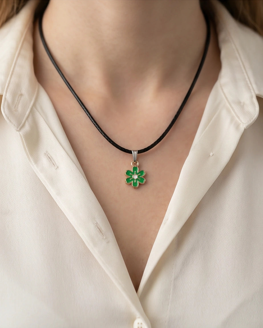 Gold and Green Honeybee Pendant Necklace