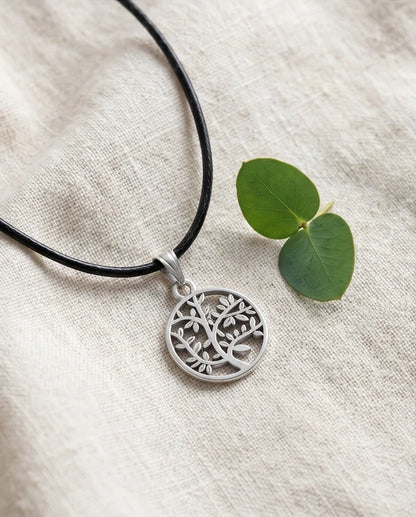 The Eternal Roots: Matte Silver Tree of Life Medallion Necklace