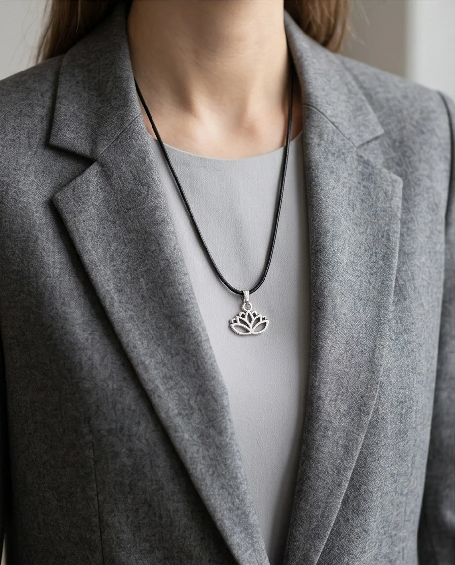 The Pure Spirit: Half-Bloom Minimalist Lotus Pendant Necklace