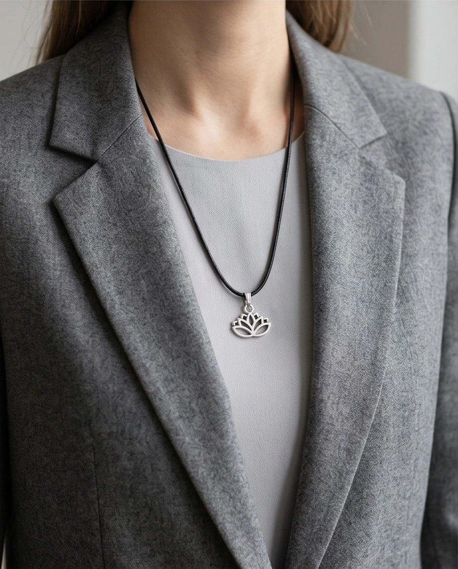 The Pure Spirit: Half-Bloom Minimalist Lotus Pendant Necklace
