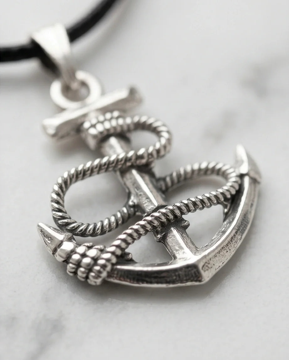 The Maritime Hope: Vintage Anchor & Rope Pendant Necklace