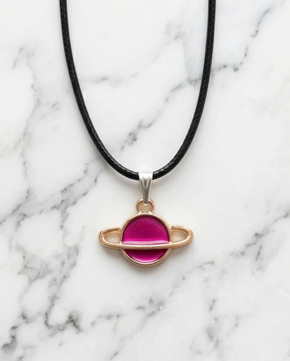 Magenta Saturn Planet Pendant
