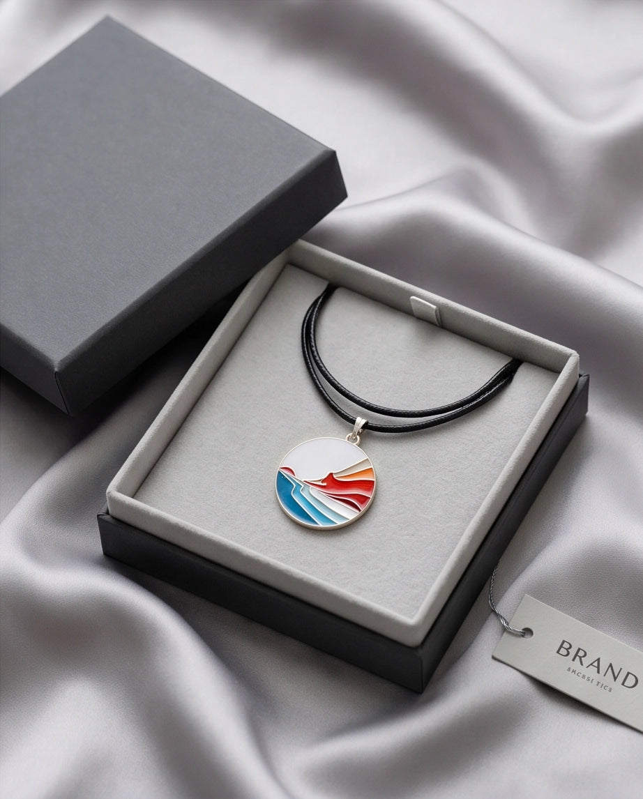 Sunset Wave Enamel Pendant Necklace