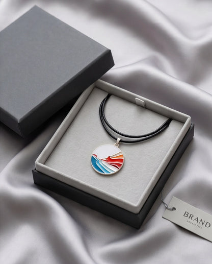 Sunset Wave Enamel Pendant Necklace