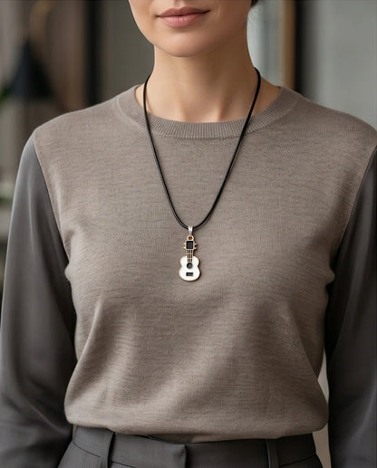 Gold and White Acoustic Guitar Necklace