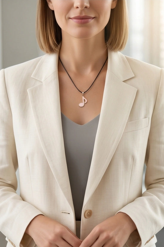 Gold and Pink Eighth Note Necklace