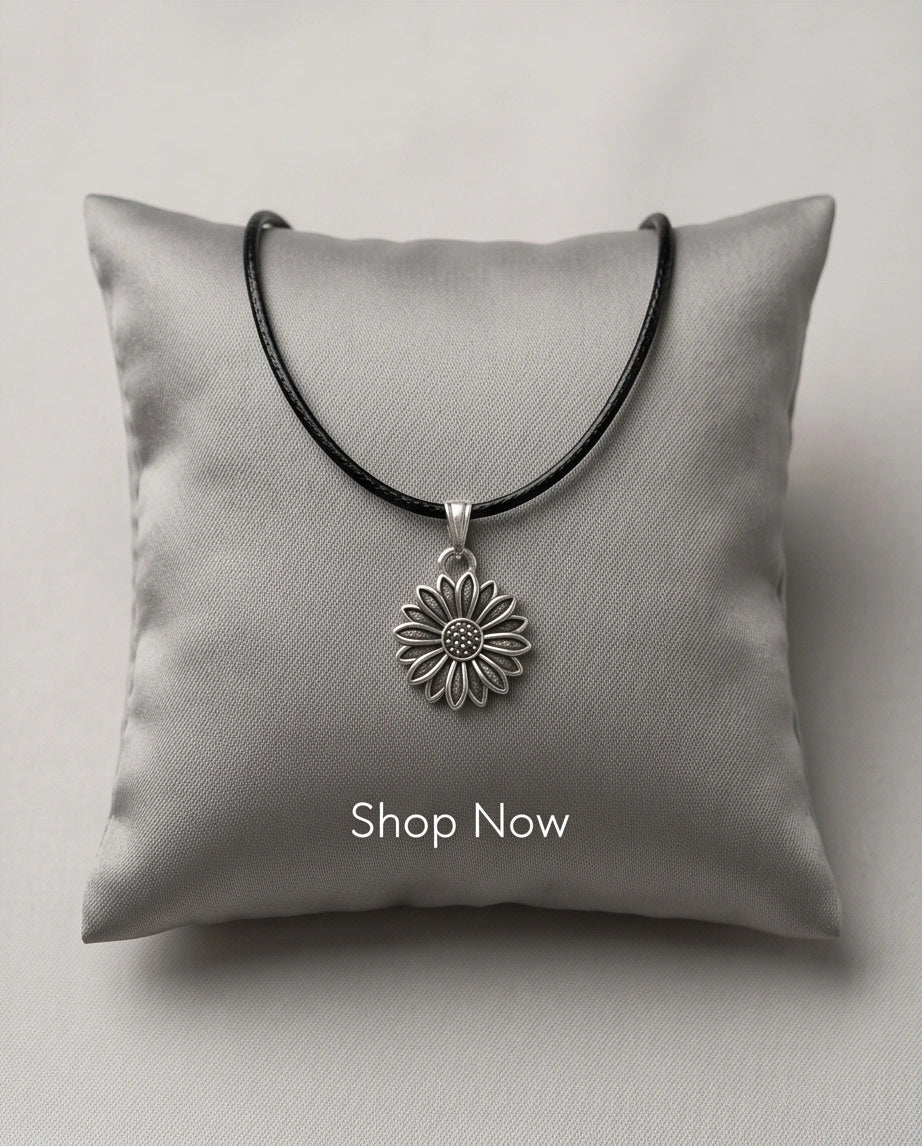 Silver Sunflower Pendant Necklace