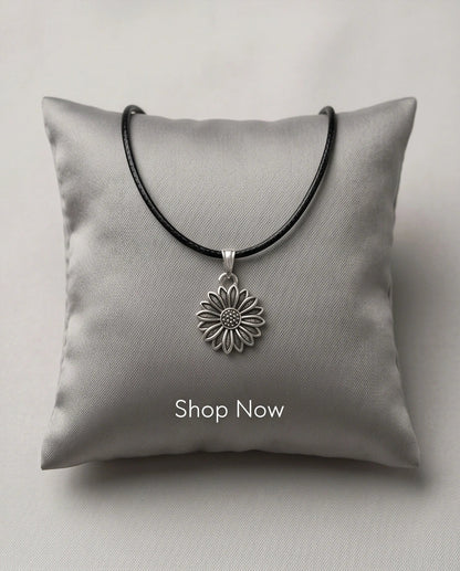 Silver Sunflower Pendant Necklace