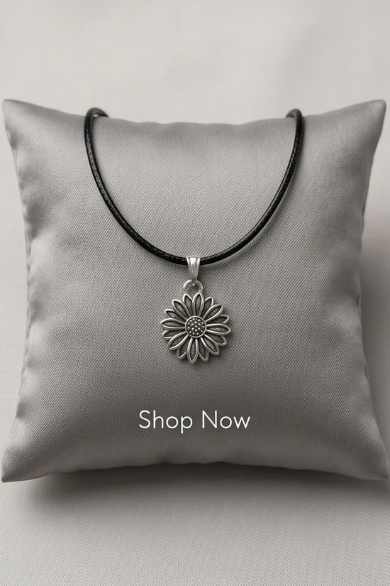 Silver Sunflower Pendant Necklace