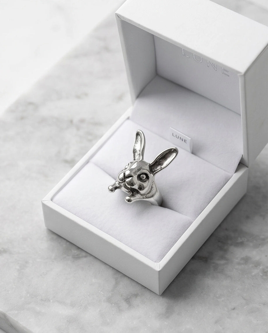 Silver Sculpted Bunny Rabbit Ring