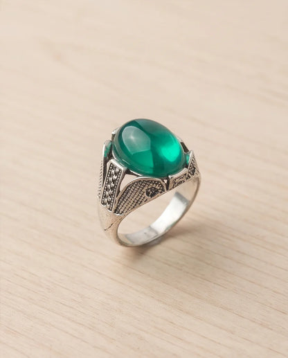 Jade Equinox Stippled Signet Ring