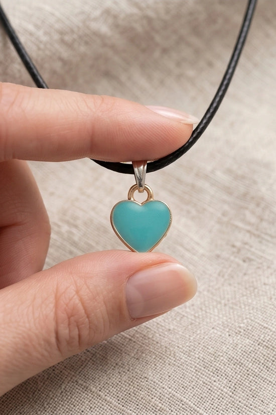 Gold and Turquoise Minimalist Heart Necklace