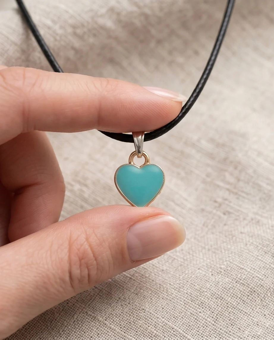 Gold and Turquoise Minimalist Heart Necklace