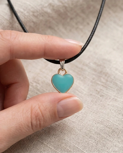 Gold and Turquoise Minimalist Heart Necklace