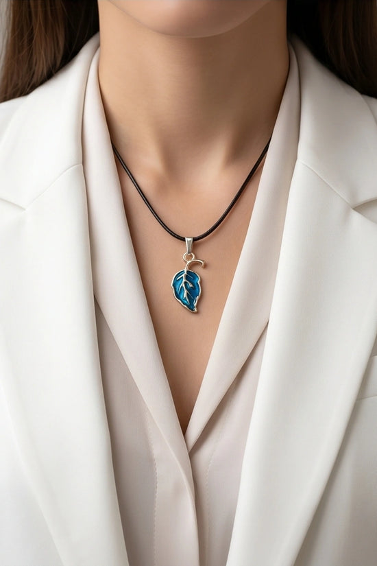 Cyan Leaf Botanical Pendant