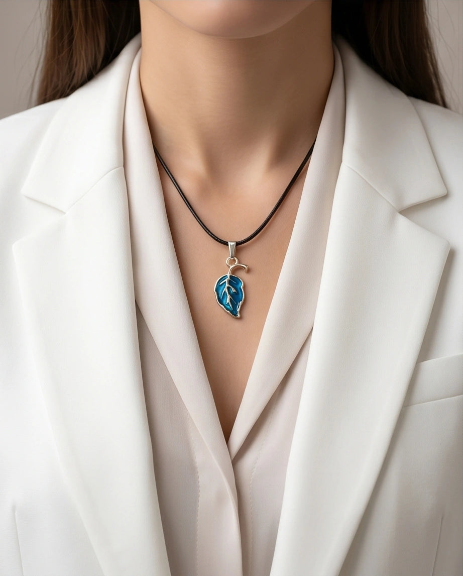 Cyan Leaf Botanical Pendant