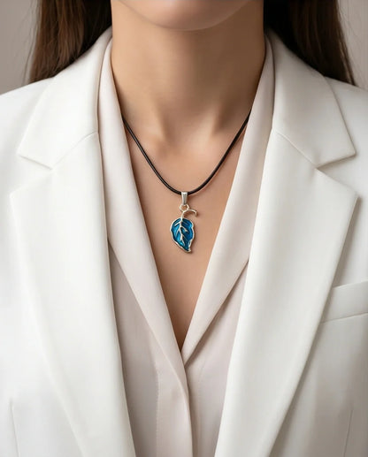 Cyan Leaf Botanical Pendant