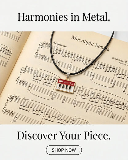 Gold and Red Synthesizer Keyboard Necklace
