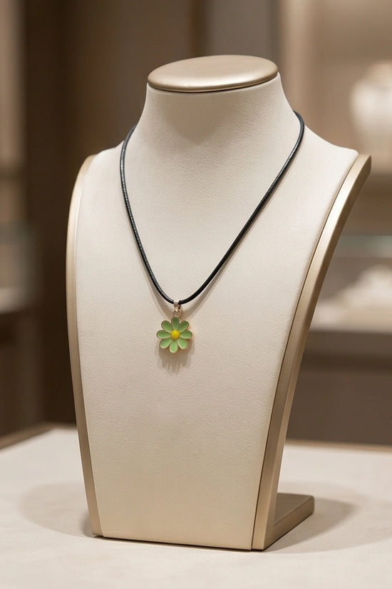 Gold and Light Green Daisy Necklace